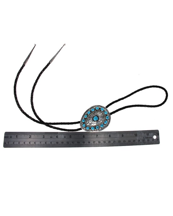 Navajo Wilbur Musket Sterling Silver & Turquoise Bolo Tie